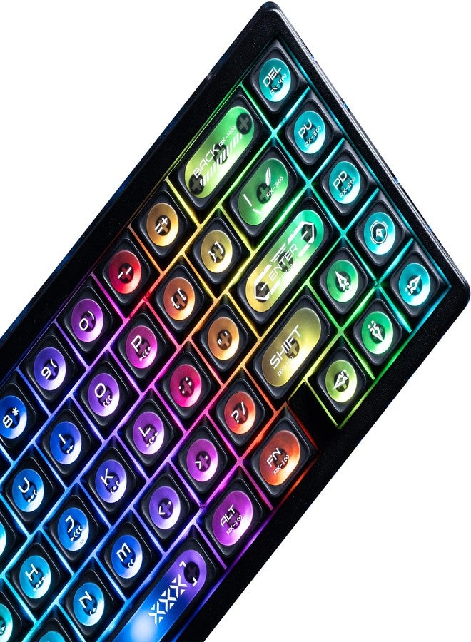 OHY XVX Black Shine Through Keycaps for Mechanical Keyboards - 136 Keys Black Translucent Cat Eye Design,Cherry MAX Profile, PC+PBT Frosted RGB Keycaps - Image 1