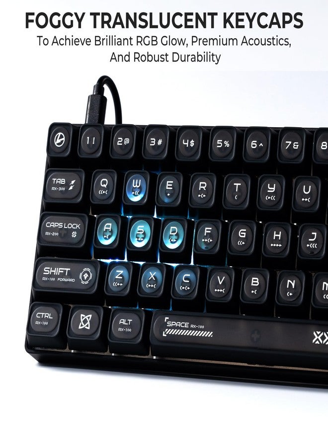 OHY XVX Black Shine Through Keycaps for Mechanical Keyboards - 136 Keys Black Translucent Cat Eye Design,Cherry MAX Profile, PC+PBT Frosted RGB Keycaps - Image 2