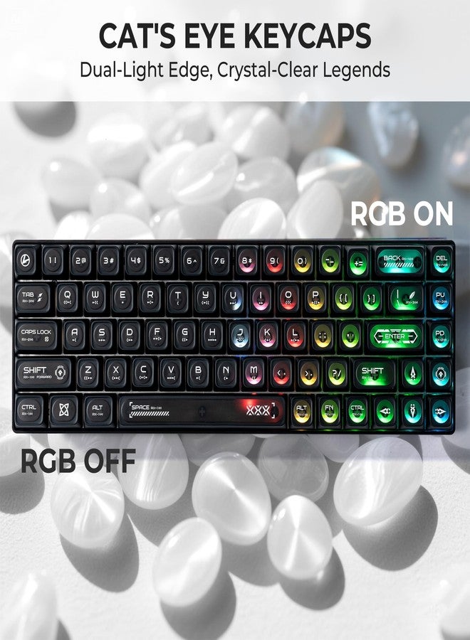 OHY XVX Black Shine Through Keycaps for Mechanical Keyboards - 136 Keys Black Translucent Cat Eye Design,Cherry MAX Profile, PC+PBT Frosted RGB Keycaps - Image 4