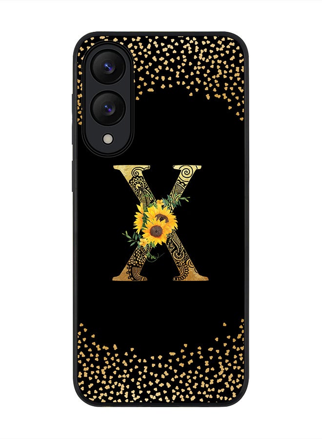 Stylizedd For Samsung Galaxy S25 Edge Case,Slim fit Camera Protection, Shockproof Thin Phone cover  - Custom Floral Monogram - X ( Black )