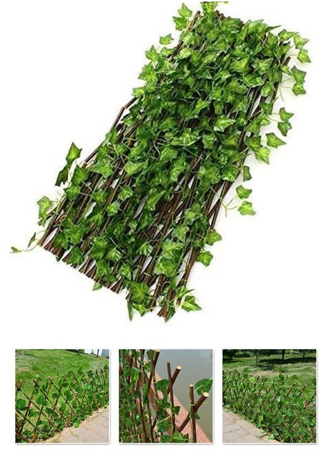 Large 1.2m extendable fence with artificial plants