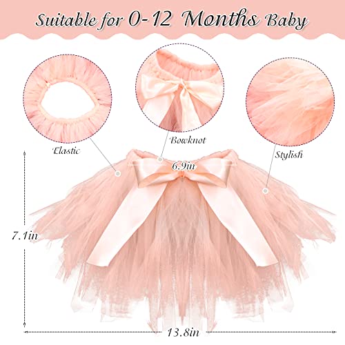 SPOKKI 4 PCS Newborn Photography Props Outfits-BabyTutu Skirt Cute Bow Headdress and Lace Rompers Flower Headband Sets for Infants Girl Boy - Image 3
