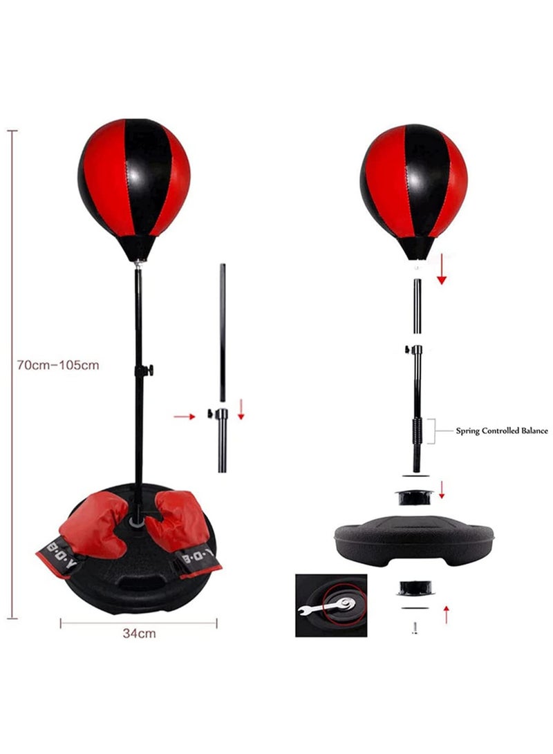 مجموعة كيس الملاكمة للأطفال مع قفازات ومضخة، ارتفاع قابل للتعديل (26-40 بوصة) للأعمار من 3-8 سنوات، لعبة ملاكمة مستقيمة للأولاد والبنات للرياضة والمرح في الداخل والخارج - هدية مثالية - Image 2