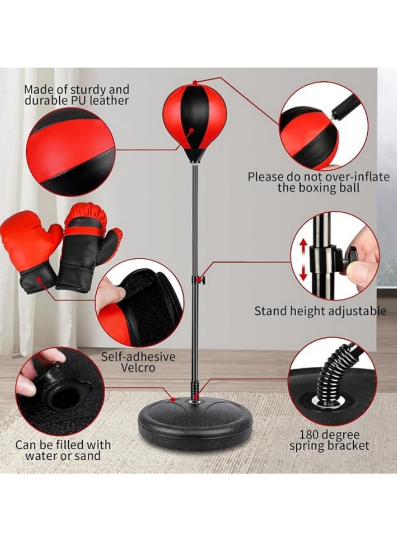 مجموعة كيس الملاكمة للأطفال مع قفازات ومضخة، ارتفاع قابل للتعديل (26-40 بوصة) للأعمار من 3-8 سنوات، لعبة ملاكمة مستقيمة للأولاد والبنات للرياضة والمرح في الداخل والخارج - هدية مثالية - Image 5