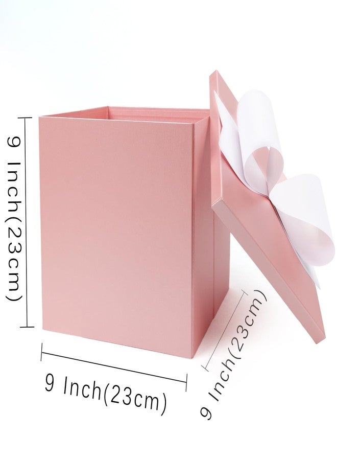 BIOBROWN Medium Gift Boxes with Lids for Presents, 9x9x9 Inches Pink Collapsible Gift Box for Valentine's Day, Birthday, Wedding, Baby Shower, Party, Any Occasion - Image 2