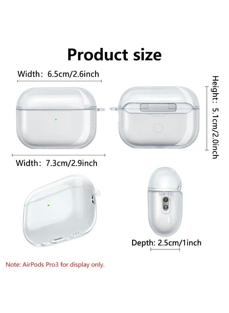 دكينج حافظة TPU واقية لسماعات AirPods Pro 3 [2025]، مزودة بأدوات تنظيف ومشبك مفاتيح، حافظة مقاومة للصدمات والبقع (شفافة) - Image 2