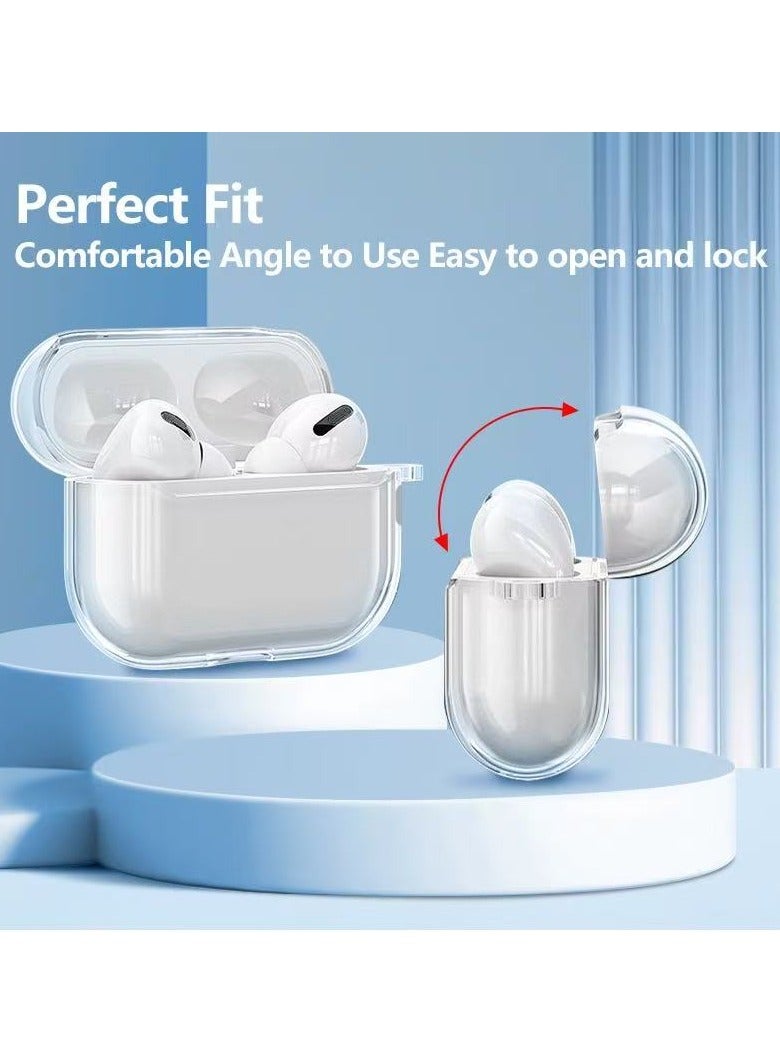 دكينج حافظة TPU واقية لسماعات AirPods Pro 3 [2025]، مزودة بأدوات تنظيف ومشبك مفاتيح، حافظة مقاومة للصدمات والبقع (شفافة) - Image 4