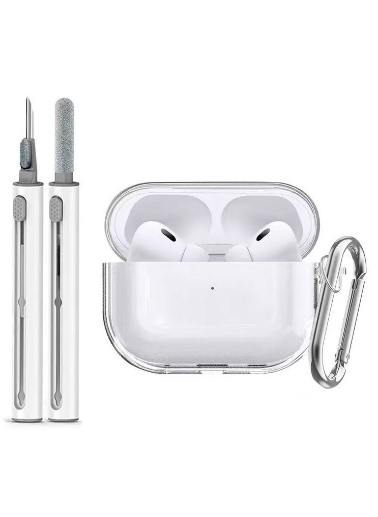 دكينج حافظة TPU واقية لسماعات AirPods Pro 3 [2025]، مزودة بأدوات تنظيف ومشبك مفاتيح، حافظة مقاومة للصدمات والبقع (شفافة) - Image 1