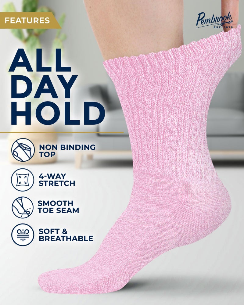 Pembrook Diabetic Socks for Women - 6 Pairs Bamboo Viscose Diabetic Socks for Women size 9-11, Non-Binding Top, Moisture-Wicking, Pastel Pink, Mint Green, Fuchsia, Lilac, Yellow, Pastel Blue YEL/6 - Image 2