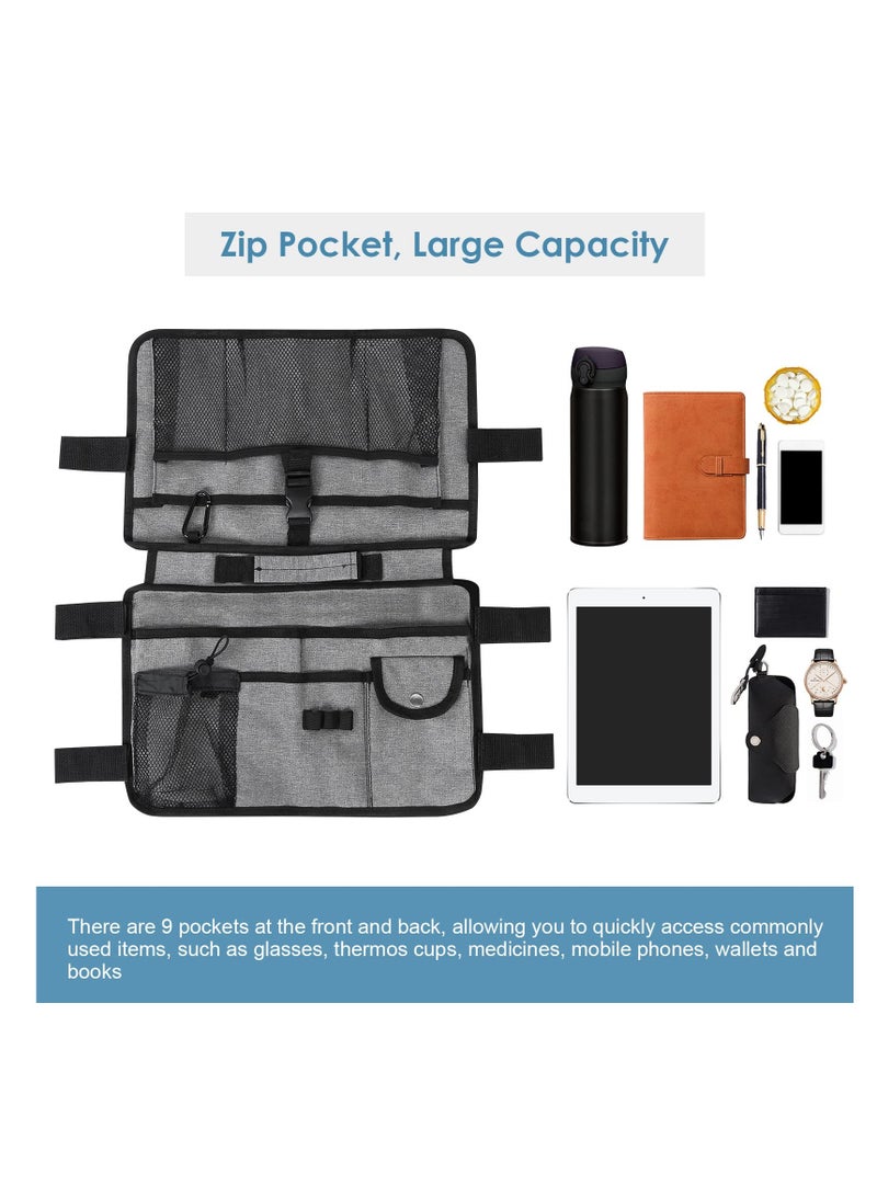 SYOSI Double Sided Walker Bag Waterproof Wheelchair Side Organizer Pouch Tote Walker Storage Bag with Cup Holder Walker Pouch Tote for Rollator and Folding Walker Great Gift for Older Family Gray - Image 4