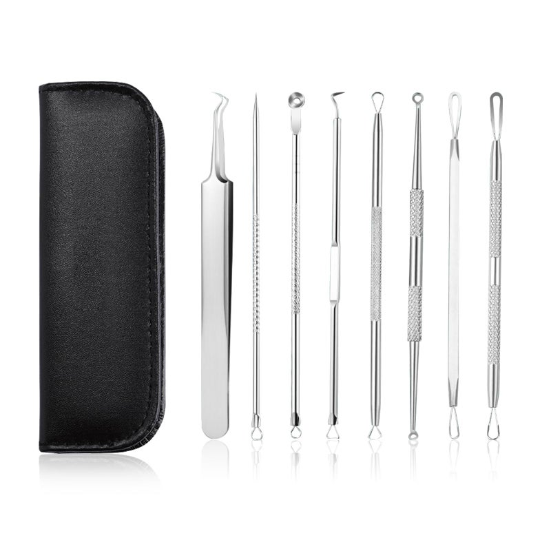 Gery Blackhead Remover Tools,Upgrade 8 PCS Acne Needles,GERY Whitehead Removal Extractor Pimple Popper Kit, Professional Stainless Pimple Blemish and Pore Cleaner Set with Leather Package - Image 1