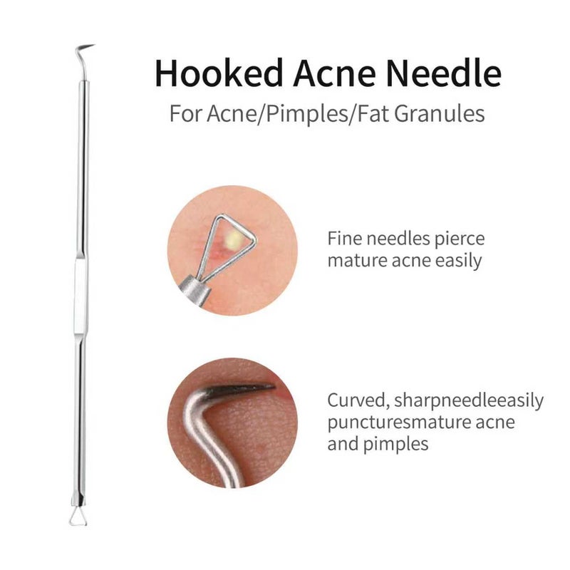 Gery Blackhead Remover Tools,Upgrade 8 PCS Acne Needles,GERY Whitehead Removal Extractor Pimple Popper Kit, Professional Stainless Pimple Blemish and Pore Cleaner Set with Leather Package - Image 5