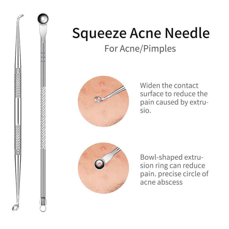 Gery Blackhead Remover Tools,Upgrade 8 PCS Acne Needles,GERY Whitehead Removal Extractor Pimple Popper Kit, Professional Stainless Pimple Blemish and Pore Cleaner Set with Leather Package - Image 3