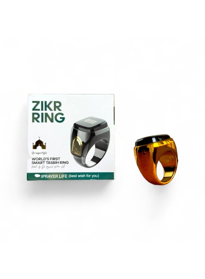 خاتم زكر خاتم الكتروني ذكي للتسبيح Zikr Ring وتذكير بمواقيت الصلاه قضاء احتيجات المسلمين التسبيح طوال اليوم مع تطبيق لتتبع  عدد التسابيح يأتي بشاشه OLED عاليه السطوع مقاس (18)mm - ذهبي - Image 4