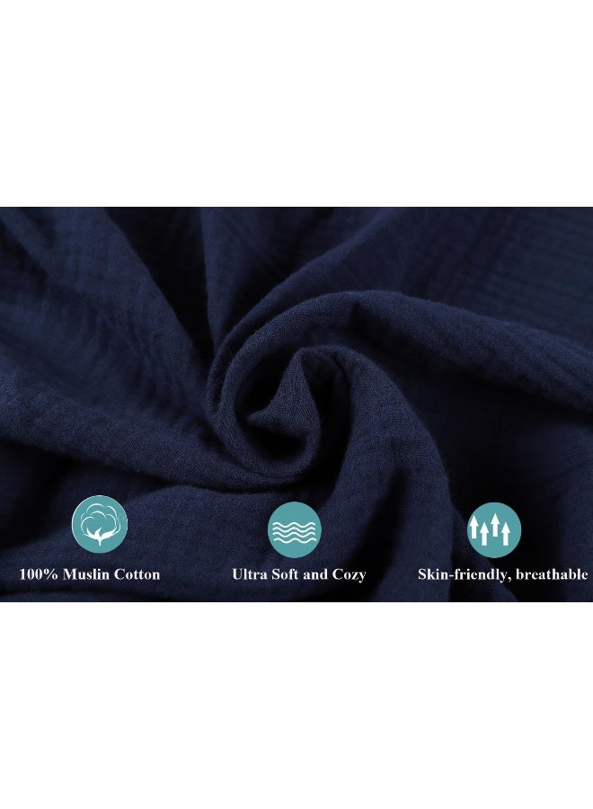 Knlpruhk Knlpruhk Muslin Travel Crib Fitted Sheets Compatible with Baby Bjorn, Guava Lotus Travel Crib and 24 x 42 Inch Travel Light Playard Mattress Snuggly Soft 100% Cotton Grey & Navy  - Image 3