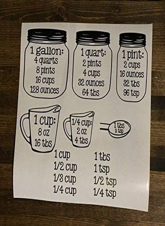 DmStore Set Kitchen Baking Cooking Cups Spoons Vinyl Decals - Measuring CONVERSIONS - Image 3