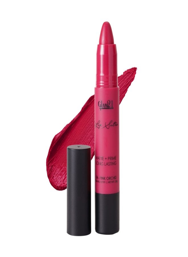 جلام 21 أحمر شفاه Glam 21 Lip Sutra غير قابل للانتقال | خفيف الوزن ويدوم طويلاً | كريمي ومريح على الشفاه - 2.8 جم | لون الأوركيد الوردي - 04 - Image 1