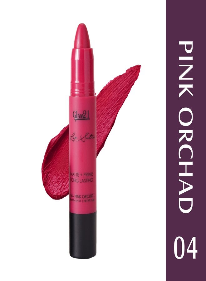 جلام 21 أحمر شفاه Glam 21 Lip Sutra غير قابل للانتقال | خفيف الوزن ويدوم طويلاً | كريمي ومريح على الشفاه - 2.8 جم | لون الأوركيد الوردي - 04 - Image 2