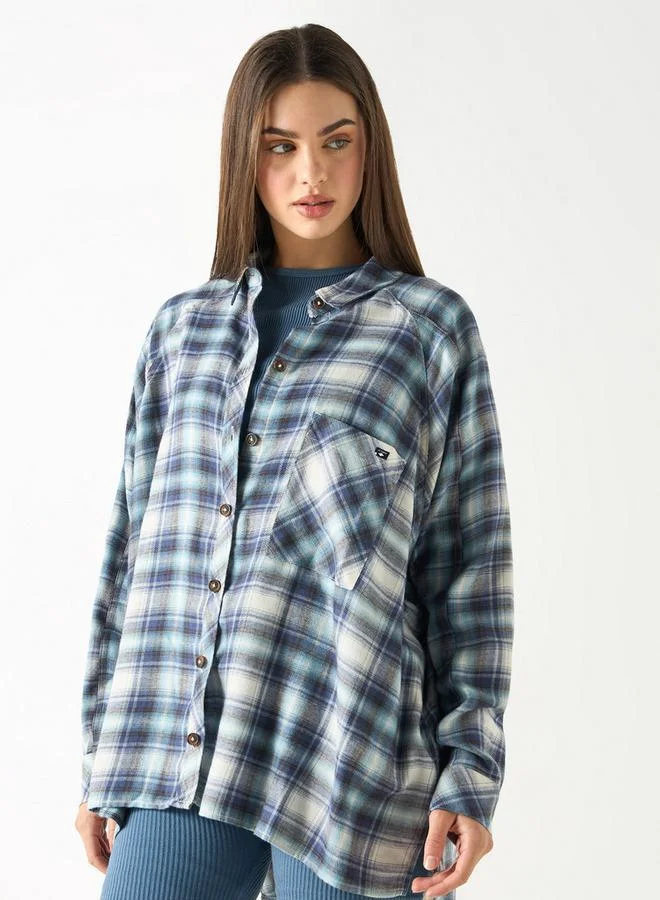 Lee Cooper Checked Shirt with Long Sleeves and Pocket