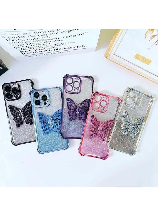 اس-توب جراب لهاتف iPhone 13 Pro Max مطلي بالكهرباء، جراب هاتف TPU مقاوم للصدمات بتصميم فراشة ثلاثية الأبعاد بأربع زوايا - Image 2