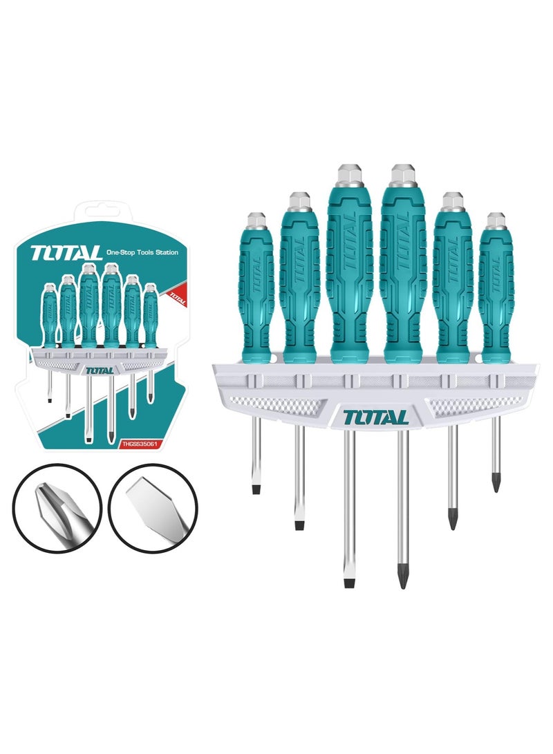 TOTAL 6Pcs Go Through Screwdriver Set THGSS35061 - Image 1