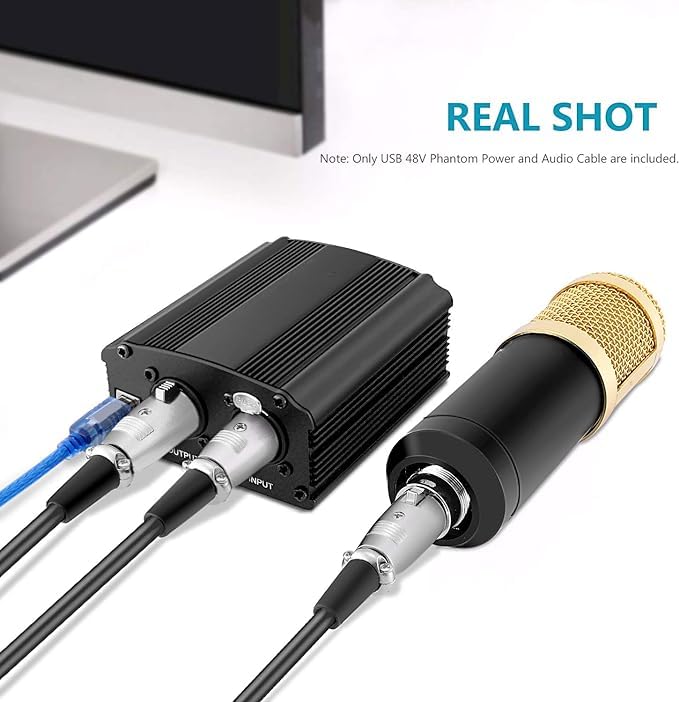 Powerpak 48V Phantom Power Supply with USB Cable & XLR Cable for Any Condenser Microphone Music Recording Equipment for Laptop and Pc & Mobile - Image 5