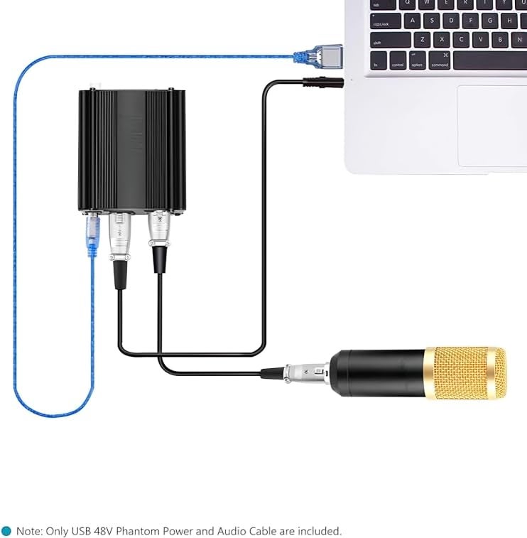 Powerpak 48V Phantom Power Supply with USB Cable & XLR Cable for Any Condenser Microphone Music Recording Equipment for Laptop and Pc & Mobile - Image 4