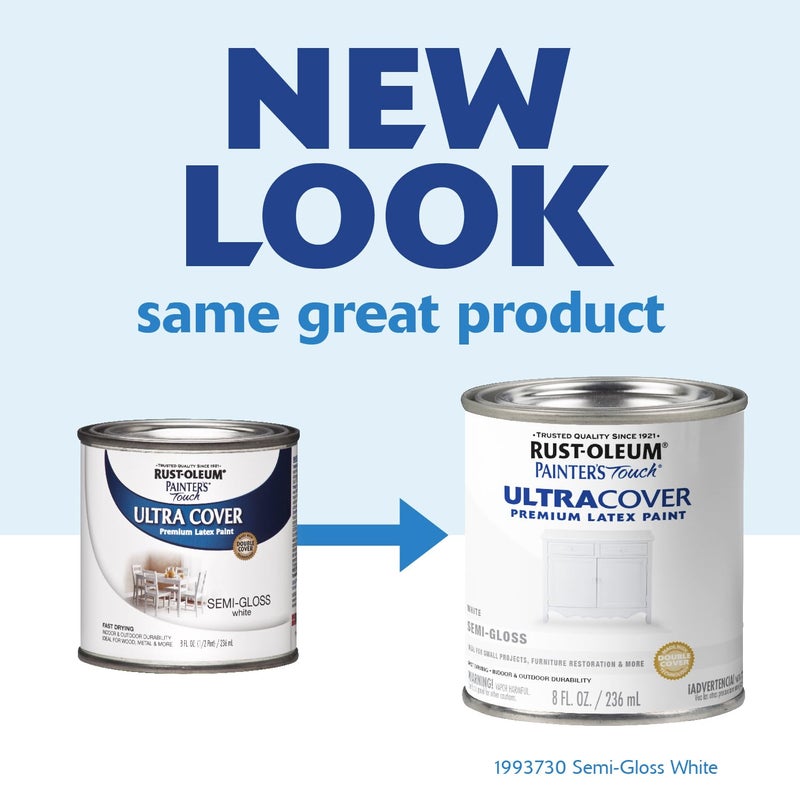 Rust-Oleum 1993730 Painter's Touch Latex Paint, Half Pint, Semi-Gloss White 8 Fl Oz (Pack of 1) - Image 2
