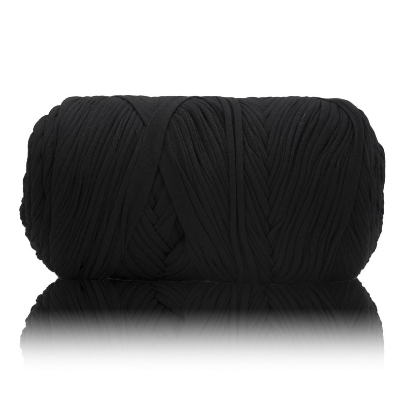 100g T Shirt Yarn Tshirt Crochet Yarn for Crocheting BagCraft ProjectHome Decor 141oz100g 120yd110m Crochet with Polyester Spandex Blend Stretch FabricBlack