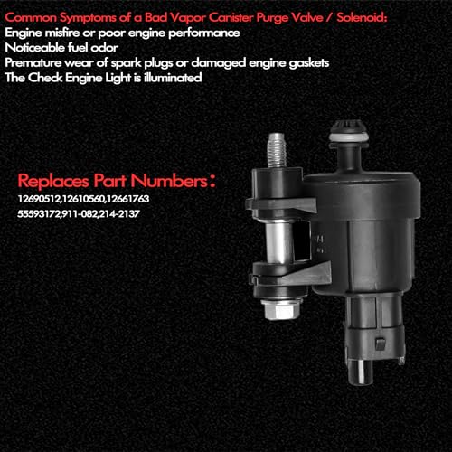 Satiooog Vapor Canister Purge Valve Solenoid For 2009-2017 Enclave Lacrosse ATS CTS ELR SRX XTS Camro Caprice Captiva Colorado Equinox Impala Traverse Acadia Canyon 911-082 214-2137 PV479 12690512 12610560 - Image 3