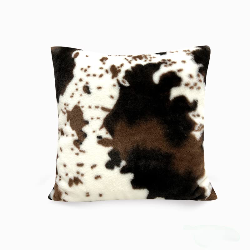 TOMWISH Soft Plush Faux Fur Throw Pillow Covers White Brown Throw Pillow Covers 20x20 Pack of 2 for Chair Bedroom Living Room Sofa Couch Bed Outdoor Double Sided Printing Fur Cozy Pillow Covers - Image 2