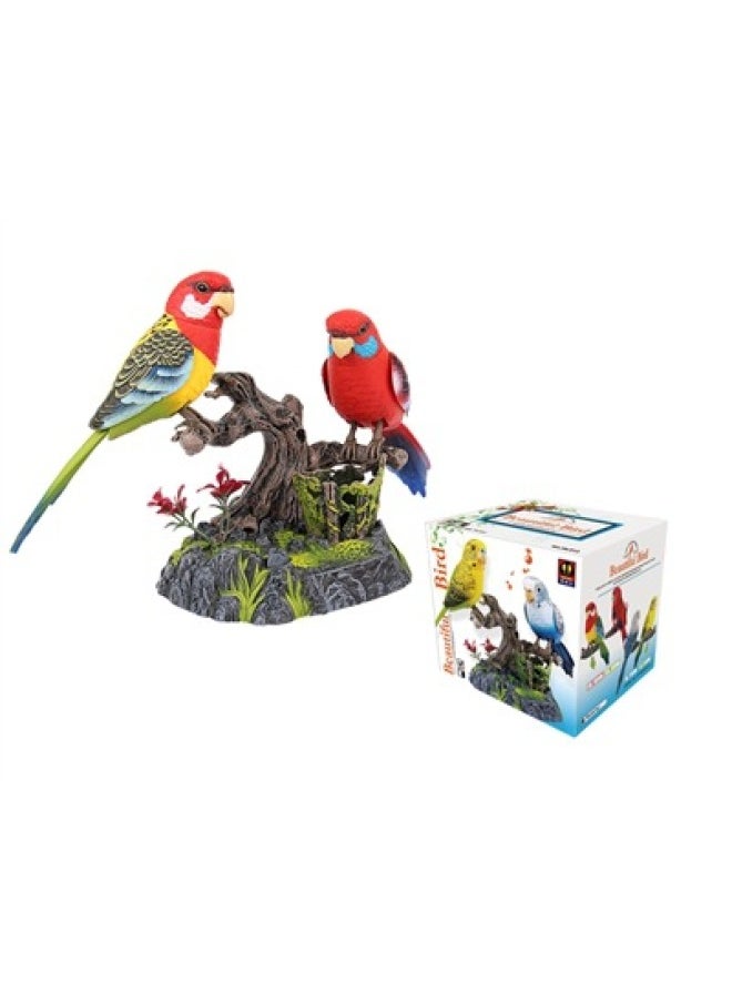Shake The Sound Of The Same 513 Simulation Voice Control Double Cockerel Can Talk Recording Bird Fake Tree Ornaments Toy Generation Hair-Color:A Pair Of Crisp Bird Chirping Fake Trees-hl513ef-Specifications:Rechargeable Version [charger + Three Rechargeable Batteries]  - Image 1