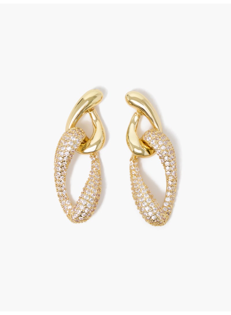 French Connection UK Diamante Twist Link Chain Earrings - Image 2
