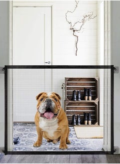 Generic Baby Gate Magic Gate for Dogs,Queenii Pet Safety Guard Mesh Dog Gate,Portable Folding Children's Safety Gates Easy to Install Anywhere [2022-Series] Safety Fence for Hall Doorway Wide 40.97"-Black 