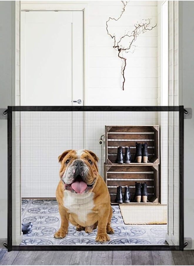 Generic Baby Gate Magic Gate for Dogs,Queenii Pet Safety Guard Mesh Dog Gate,Portable Folding Children's Safety Gates Easy to Install Anywhere [2022-Series] Safety Fence for Hall Doorway Wide 40.97"-Black 