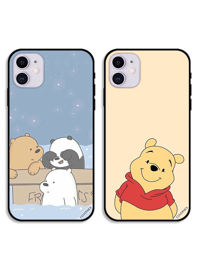 Covernex Two Cases For Apple iPhone 12 Protective Covers Bear Friends and Happy Bear - Image 1