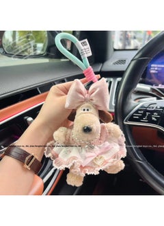 Generic Pink White Contrast Color Love Pleated Skirt Handdog Plush Toy Keychain Car Interior Summer Play Carry-on Pendant-Color:Red And Black Contrasting Bow Skirt-Height:13cm Hand-woven Rope Style  - Image 3