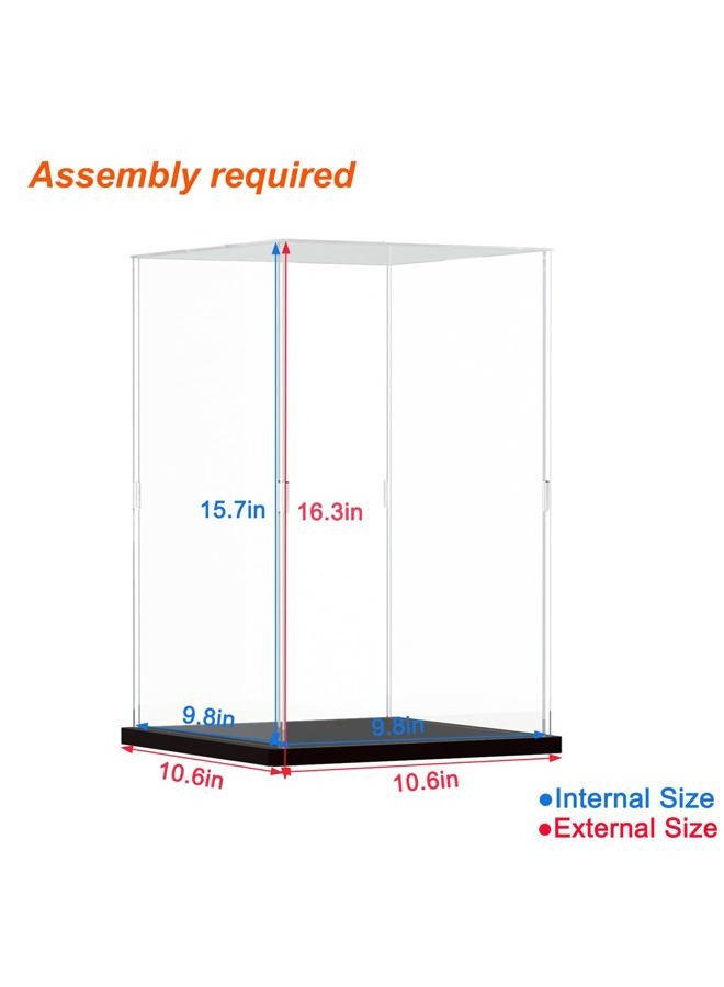 Elepure Thickened Clear Acrylic Display Case Assemble Countertop Box Storage Stand Protection Showcase for Figures Collectibles for Lego Models, 9.8x9.8x15.7in - Image 2