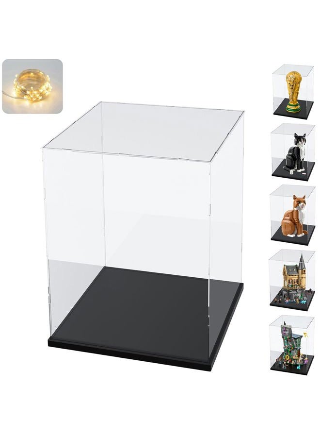 Elepure Thickened Clear Acrylic Display Case Assemble Countertop Box Storage Stand Protection Showcase for Figures Collectibles for Lego Models, 9.8x9.8x15.7in - Image 1