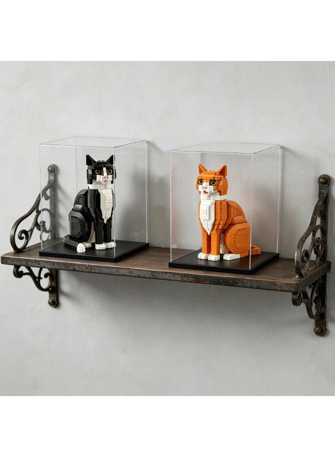 Elepure Thickened Clear Acrylic Display Case Assemble Countertop Box Storage Stand Protection Showcase for Figures Collectibles for Lego Models, 9.8x9.8x15.7in - Image 3