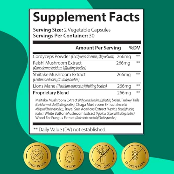 ColonBroom Mushroom Complex, Powerful Mushroom Blend with Cordyceps, Reishi, Shiitake, Lion’s Mane Extract for Energy, Immunity, Stress Relief & Cognitive Health - 60 Capsules (120 Count (Pack of 2)) - Image 5
