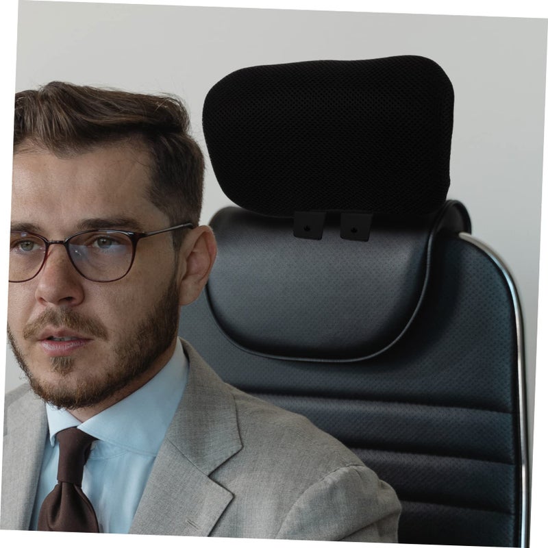 Adjustable Office Chair Headrest Pillow Fluffy Neck Support Cushion Black - Image 3