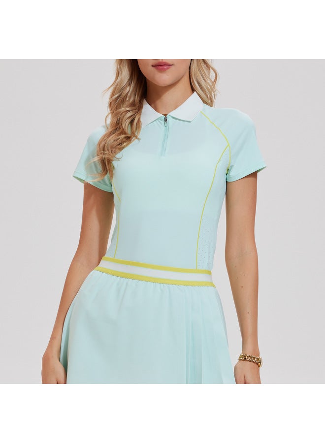 Polo Collar Short-sleeve Cool-touch Women's Summer High-end Skin-friendly High-elastic Slim-fit Base Shirt Breathable T-shirt Top