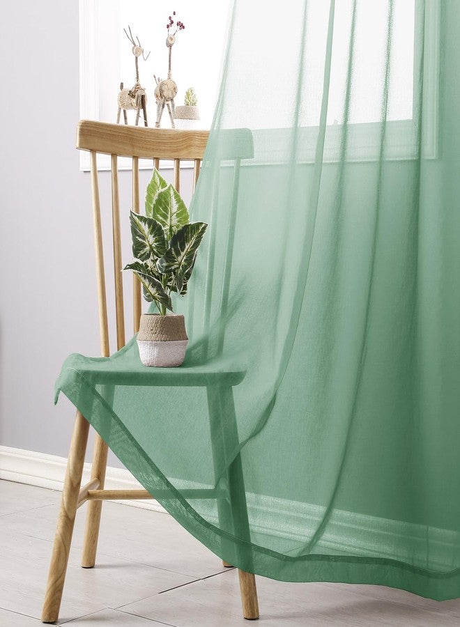 DWCN Ombre Sheer Curtains - Faux Linen Gradient Semi Voile Grommet Top Drapes Bedroom and Living Room Curtains, Set of 2 Window Curtain Panels, 52 x 84 Inch Length, Sage Green - Image 4