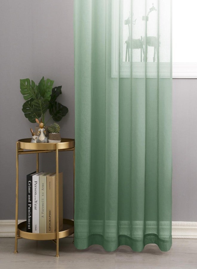 DWCN Ombre Sheer Curtains - Faux Linen Gradient Semi Voile Grommet Top Drapes Bedroom and Living Room Curtains, Set of 2 Window Curtain Panels, 52 x 84 Inch Length, Sage Green - Image 3
