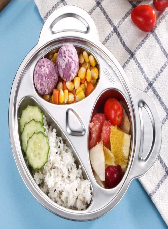 RATAVA Stainless Steel Panda Shape Kids Plate Divided Food Tray for Toddlers & Babies | BPA-Free, Unbreakable Dinner Plate for Self-Feeding, Baby Feeding Tray for Snacks & Meals 1pc (Silver) - Image 2