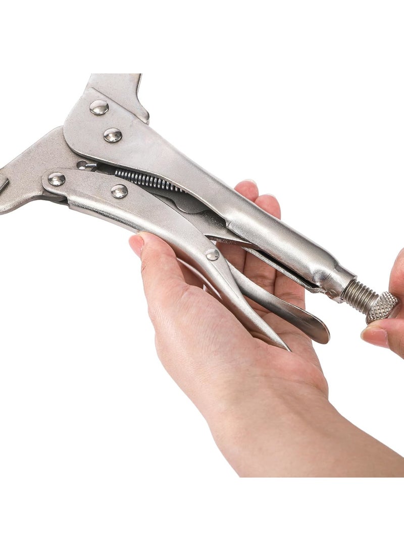 SYOSI Deep C Clamp, Heavy Duty Welding Clamps with Swivel Pads, Adjustable Locking Pliers for Woodworking Metalworking and Electrician Maintenance, 18 Inch Durable Welding Pliers Set of 3, Silver - Image 4