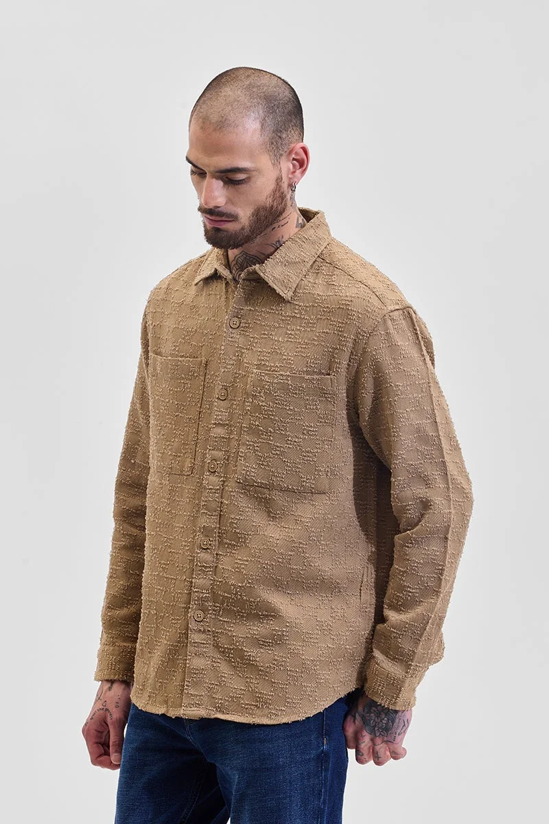 سنيتش قميص خارجي بني بجيوب مزدوجة وملمس مريح