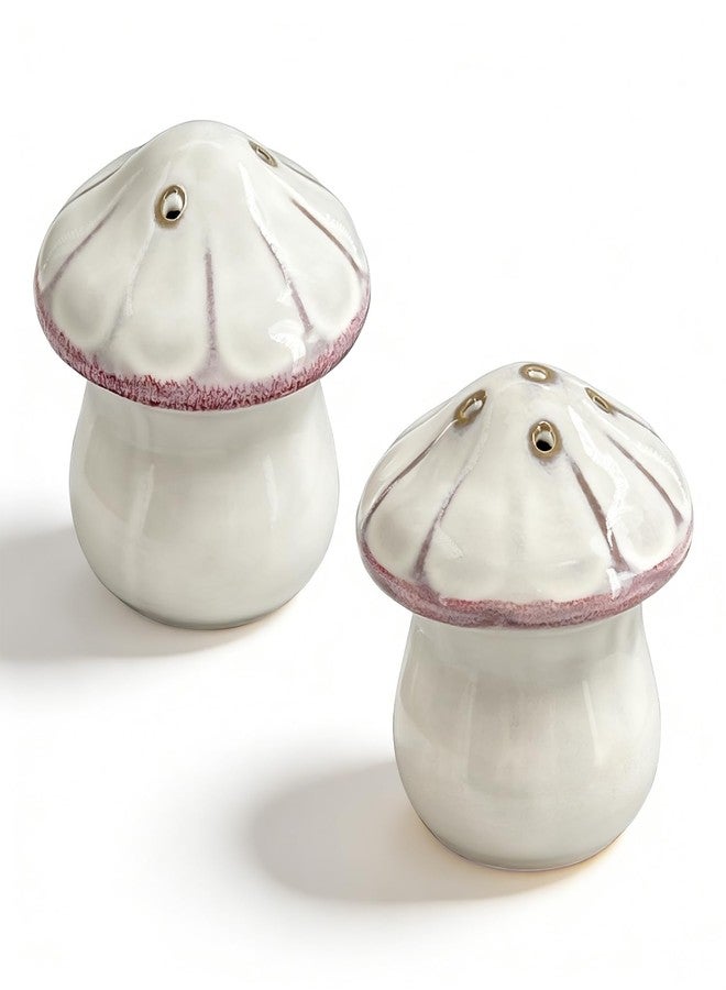 FALESHOS Ceramic Mushroom Salt and Pepper Shakers Set - Adorable Hand-Painted Spice Jars for Kitchen Countertop, Decorative Gift for Cottagecore Aesthetic Dining Table - Image 1