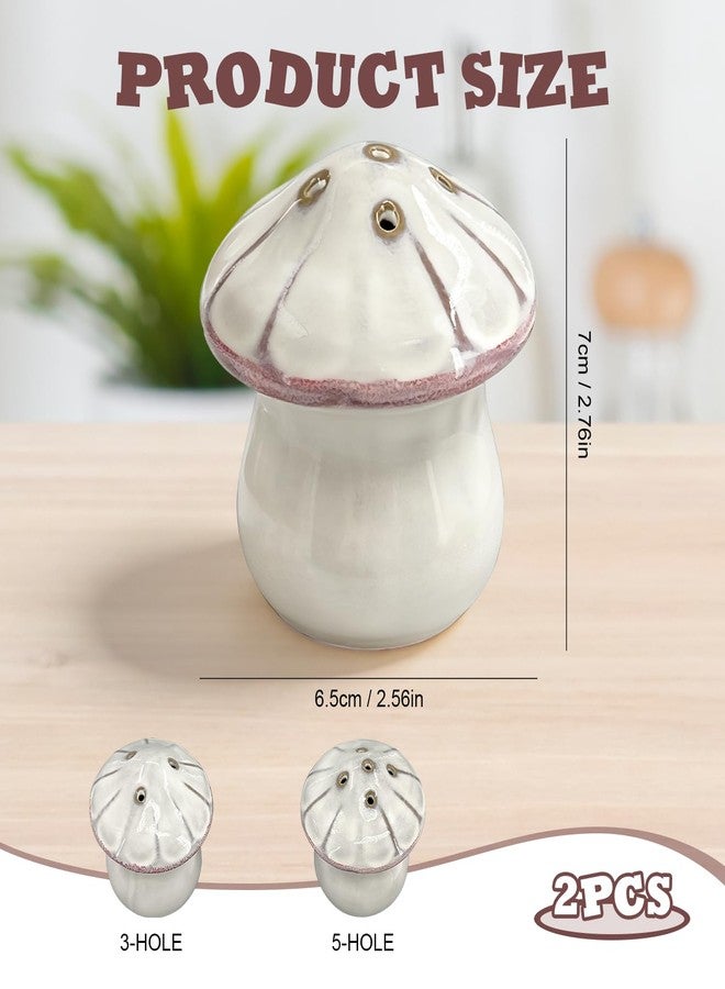 FALESHOS Ceramic Mushroom Salt and Pepper Shakers Set - Adorable Hand-Painted Spice Jars for Kitchen Countertop, Decorative Gift for Cottagecore Aesthetic Dining Table - Image 2